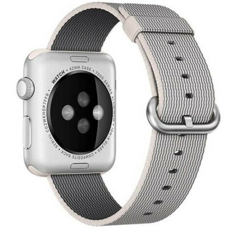 Curea iUni compatibila cu Apple Watch 1/2/3/4/5/6/7, 40mm, Nylon, Woven Strap, White/Gray