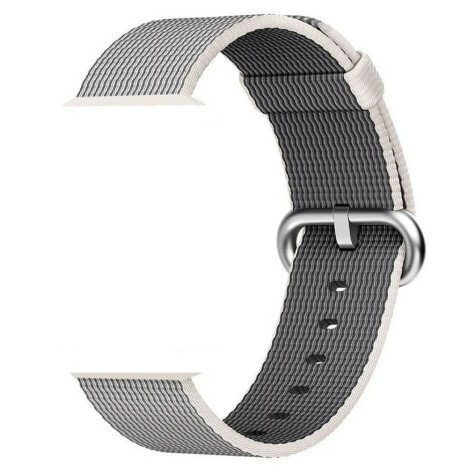 Curea iUni compatibila cu Apple Watch 1/2/3/4/5/6/7, 44mm, Nylon, Woven Strap, White/Gray