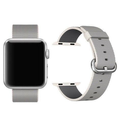 Curea iUni compatibila cu Apple Watch 1/2/3/4/5/6/7, 40mm, Nylon, Woven Strap, White/Gray