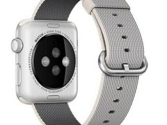 Curea iUni compatibila cu Apple Watch 1/2/3/4/5/6/7, 44mm, Nylon, Woven Strap, White/Gray